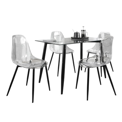 Clara - 5 Piece Contemporary Dining Set - Black / Clear