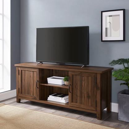 Classic Grooved Door TV Stand For Tvs Up To 65" - Dark Brown