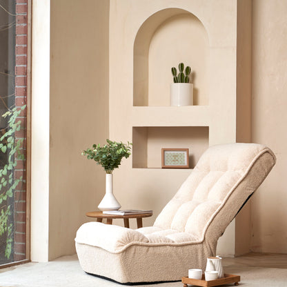 Single Sofa Reclining Japanese Chair Lazy Sofa Tatami Balcony Adjustable Chair - Ivory