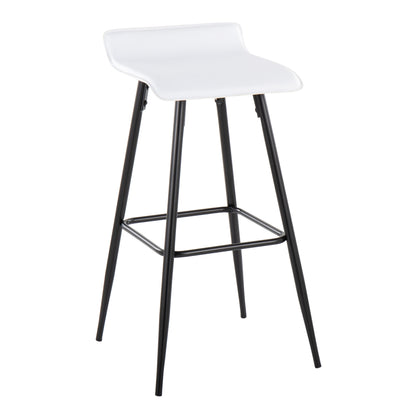 Ale - Contemporary Fixed Height Bar Stool (Set of 2) - White / Black
