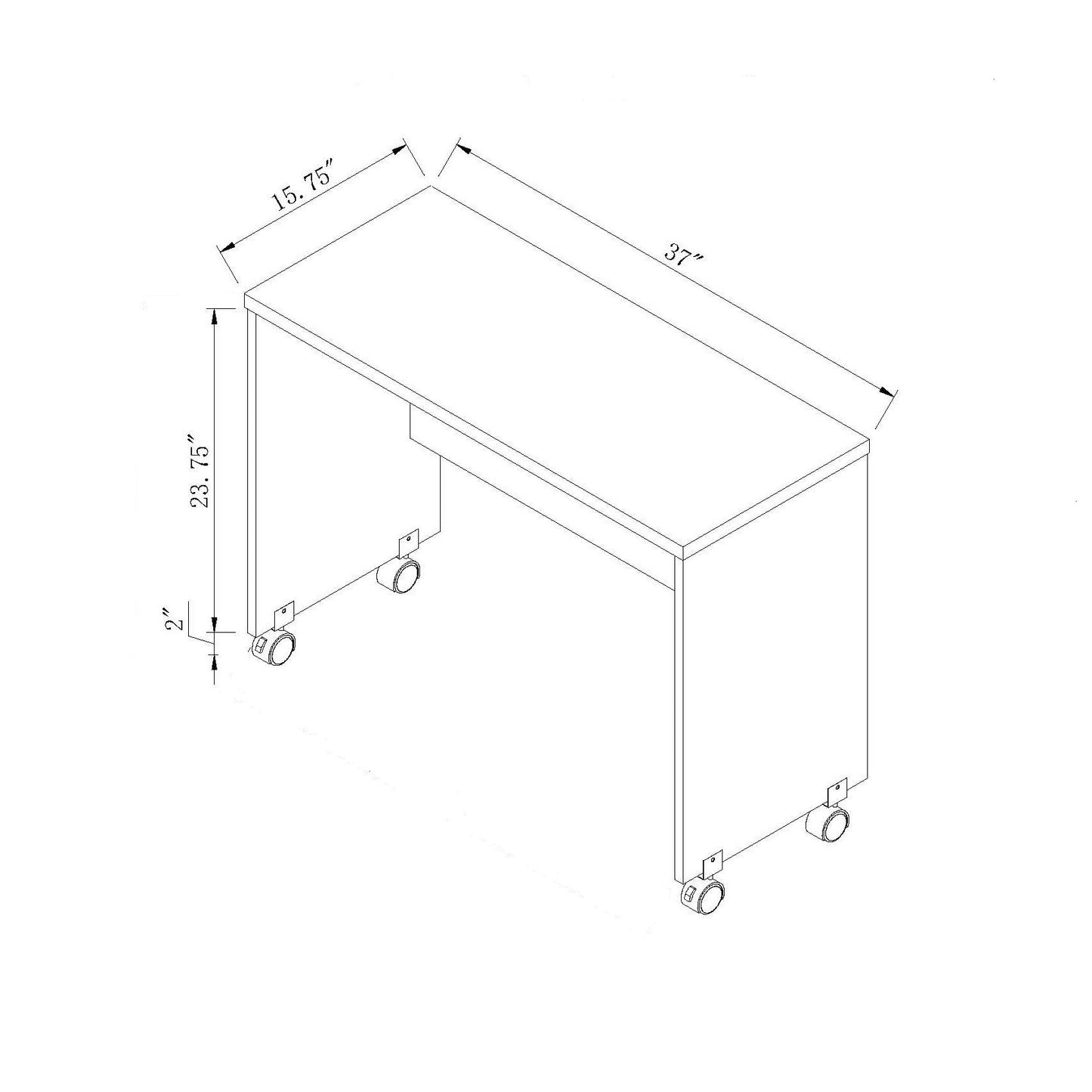 Wooden Mobile Computer Desk, Home Office Desk - Distressed Gray