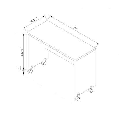 Wooden Mobile Computer Desk, Home Office Desk - Distressed Gray