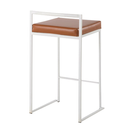 Fuji - Contemporary Stackable Counter Stool (Set of 2) - White / Camel