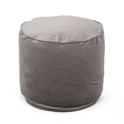 Shimon - Cylinder Pouf Ottoman And Floor Cushion - Pewter Gray
