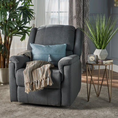 Glider Recliner With Swivel, Manual Reclining Chair - Charcoal