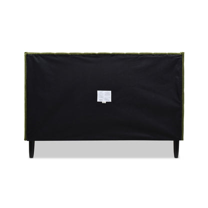 Aspen - Queen Vertical Tufted Modern Headboard Platform Bed Set - Olive Green