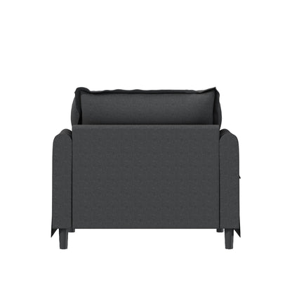 Oversized Single Seat Sofa Module For Modular Sectional Wide Seat, Armchair With Pillows Modern Upholstered Comfy Single Couch Lounge - Gray