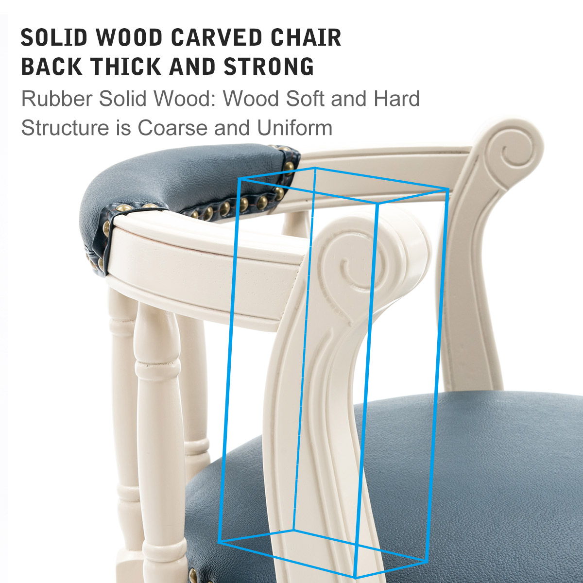 29.5'' Leather Wooden Bar Stool - Cream / Blue