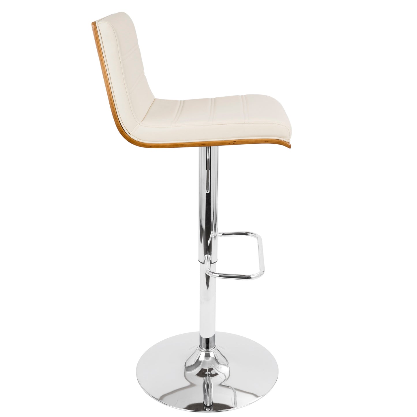 Vasari - Mid-Century Modern Adjustable Barstool With Swivel - Walnut / Cream