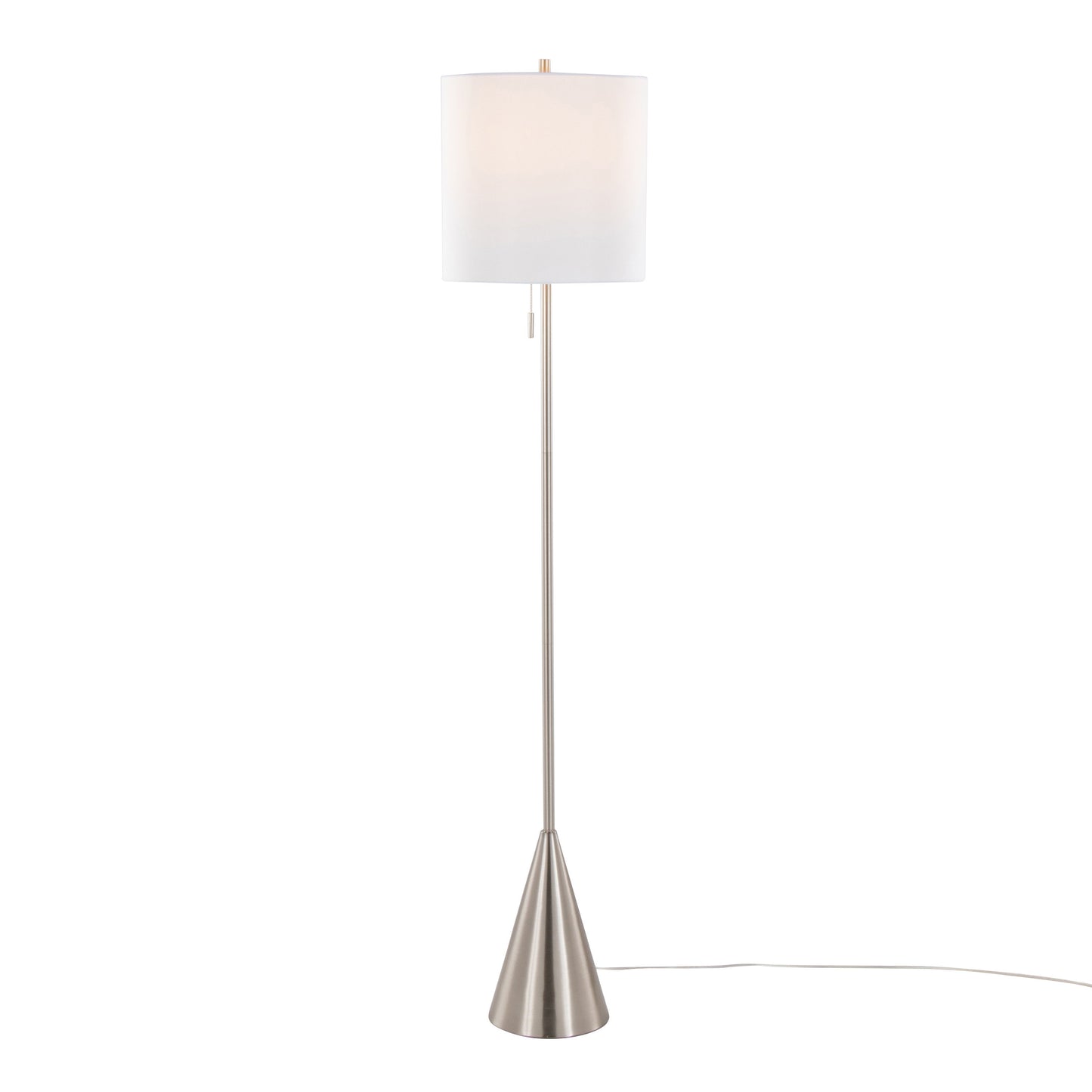 Cone - Contemporary Floor Lamp - Nickel / White