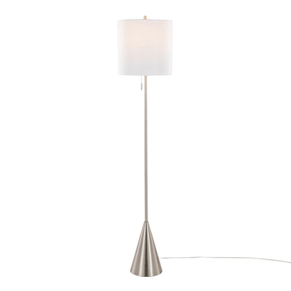 Cone - Contemporary Floor Lamp - Nickel / White