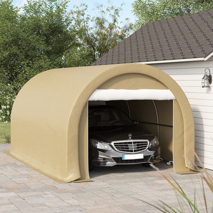 Outsunny - 10' x 16' Carport, Heavy Duty Portable Garage Storage Tent With Large Zippered Door, Anti-Uv Pe Canopy Cover For Car, Truck, Boat, Motorcycle, Bike, Garden Tools, Outdoor Work - Beige