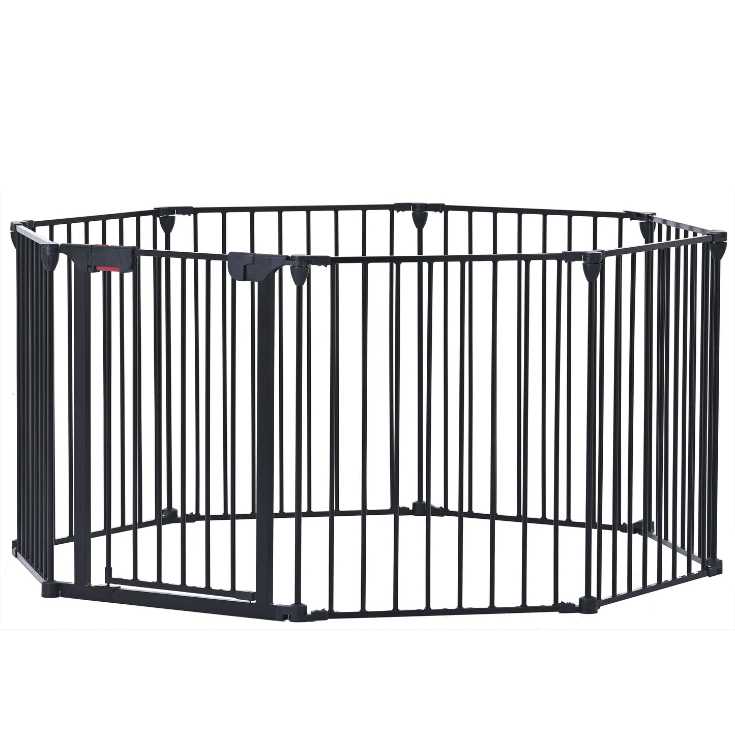 Adjustable Safety Gate 8 Panels Play Yard Metal Doorways Fireplace Fence Christmas Tree Fence Gate For House Stairs Gate Prohibited Area Fence - Black