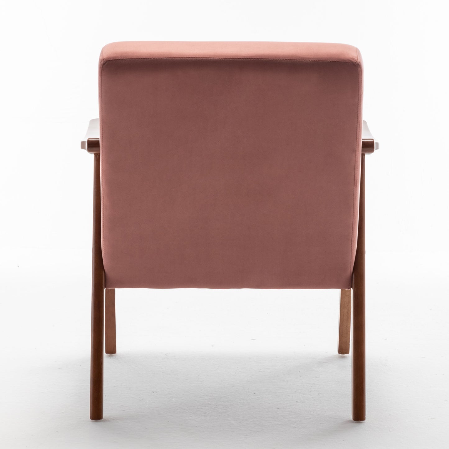 Mid Century Modern Wingback Accent Chair With Solid Wood Frame And Extra Thick Backrest - Lounge Chair For Living Room, Bedroom, Or Reading Room - Pink