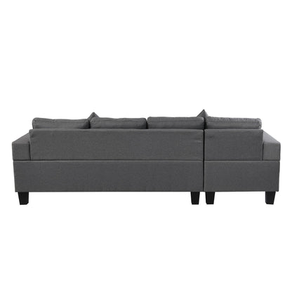 Sectional Sofa Set For Living Room With L Shape Chaise Lounge, Cup Holder And Left Or Right Hand Chaise Modern 4 Seat - Gray