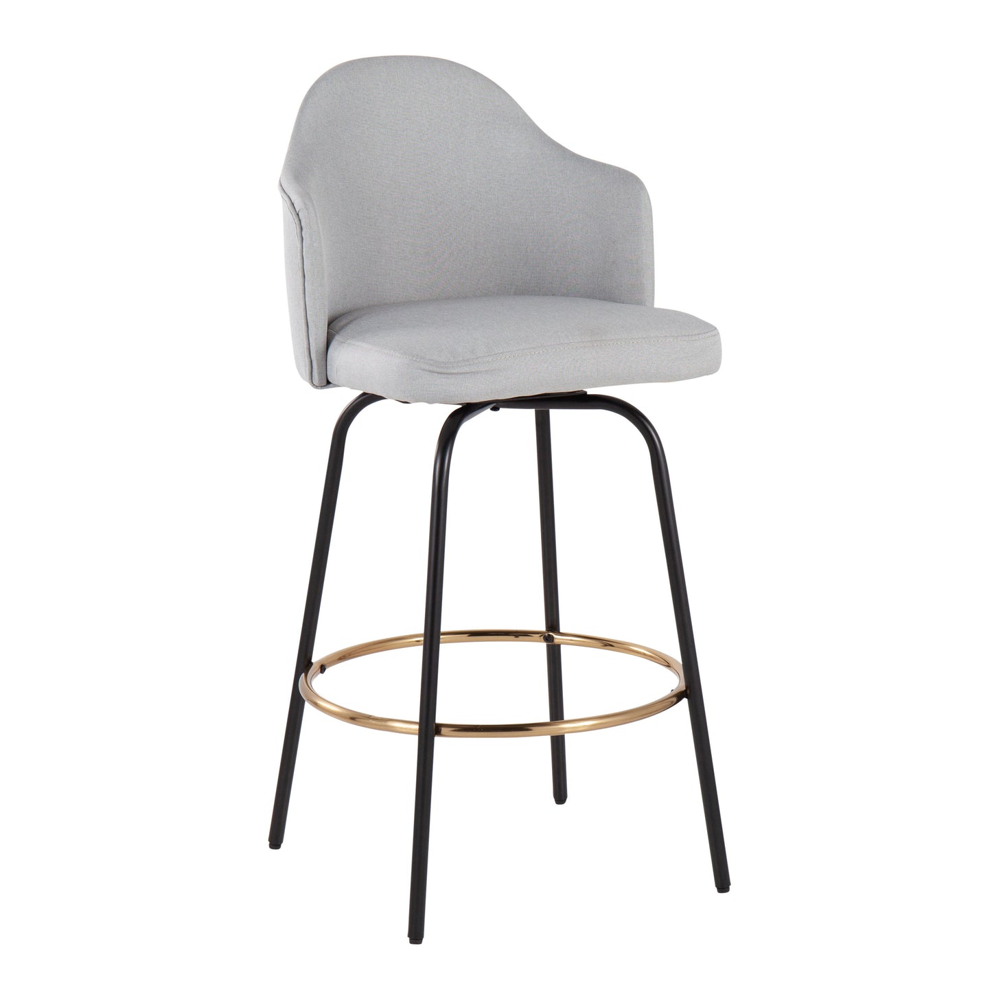 Ahoy - Contemporary Fixed Height Counter Stool Round Footrest (Set of 2) - Light Gray / Black