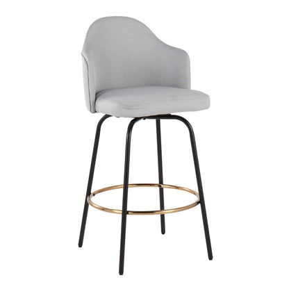 Ahoy - Contemporary Fixed Height Counter Stool Round Footrest (Set of 2) - Light Gray / Black