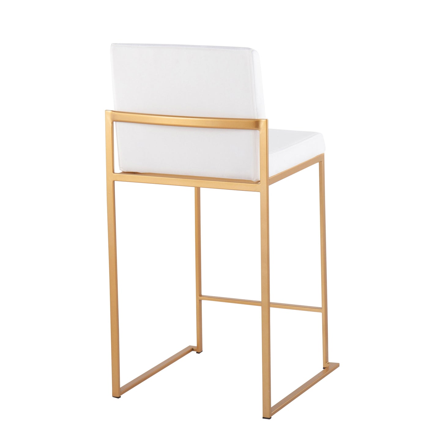 Fuji - Contemporary High Back Counter Stool (Set of 3) - Gold / White