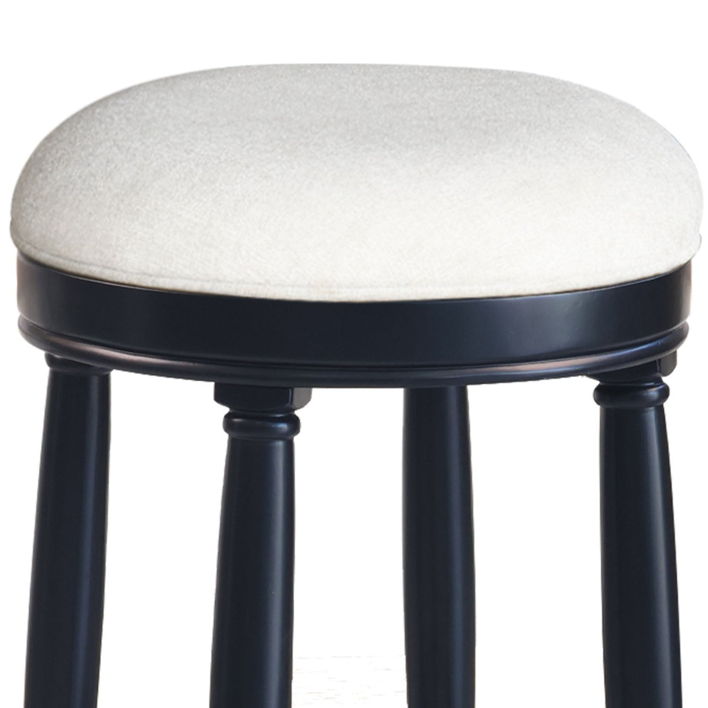 360ÔøΩÔøΩ Swivel Wooden Barstools, 26" Counter Height (Set of 2) With Fabric Upholstered Seat - Black