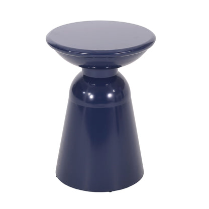 Serenita - Outdoor Iron Side Tables With Flared Design, (Set of 2) - Navy Blue