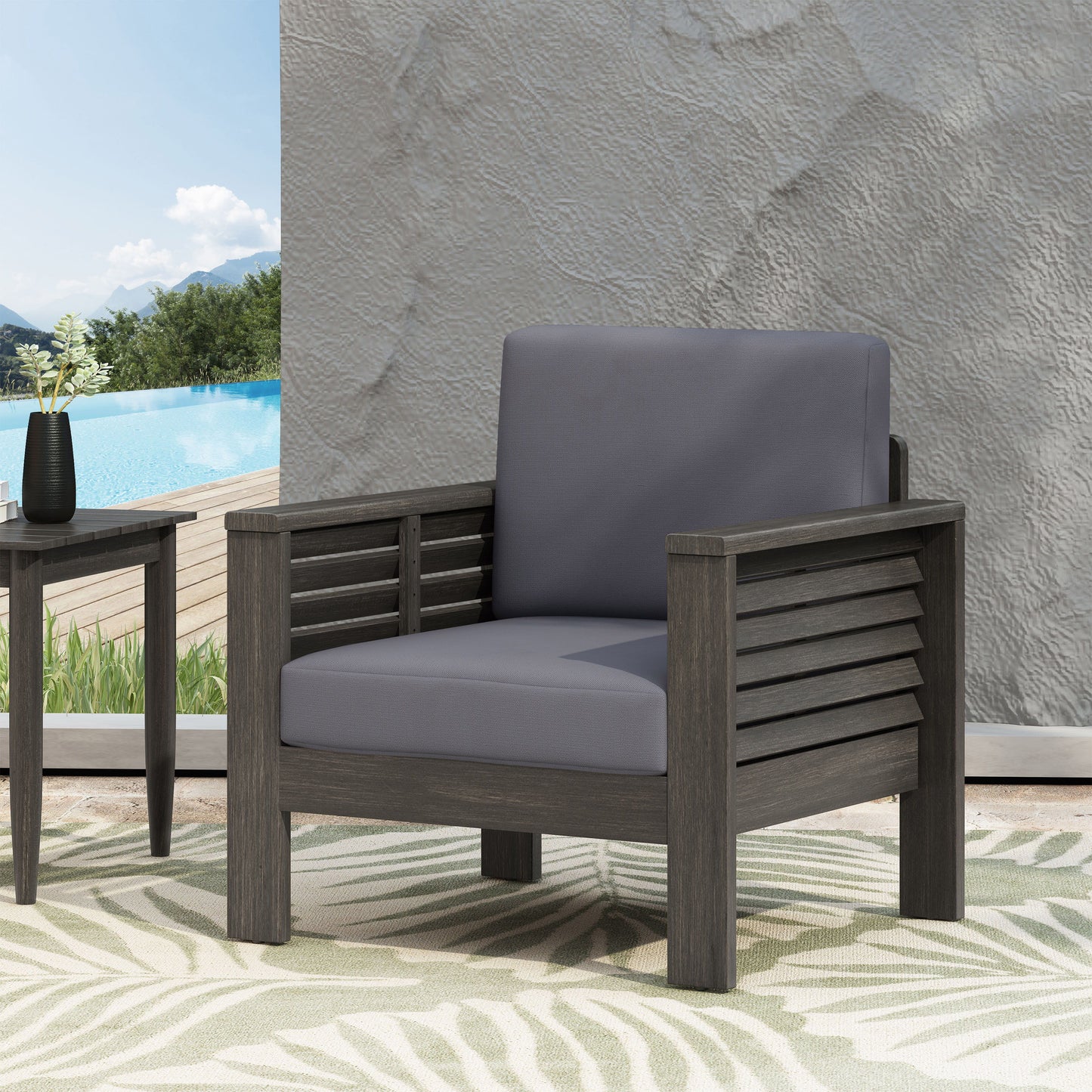 Flare - Outdoor Club Chair With Water Resistant Cushions - Dark Gray
