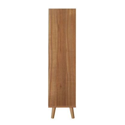 Allen - Rattan 2 Door 1 Drawer Cabinet Shoe Rack For Entrance, Double Layer - Walnut
