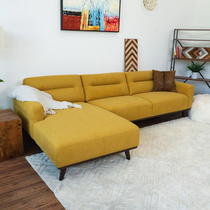 Ella - L Shaped Linen Left Sectional Couch - Yellow