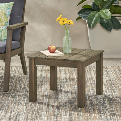 Halcyon - Outdoor Side Table With Slat Design And Acacia Wood Frame - Gray