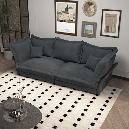 Modern Comfy Upholstered Sofa Cloud Couch, Deep Seat Couches With Multiple Large Soft Pillows, Convertible Deep Seat Chaise Langue For Living Room - Gray