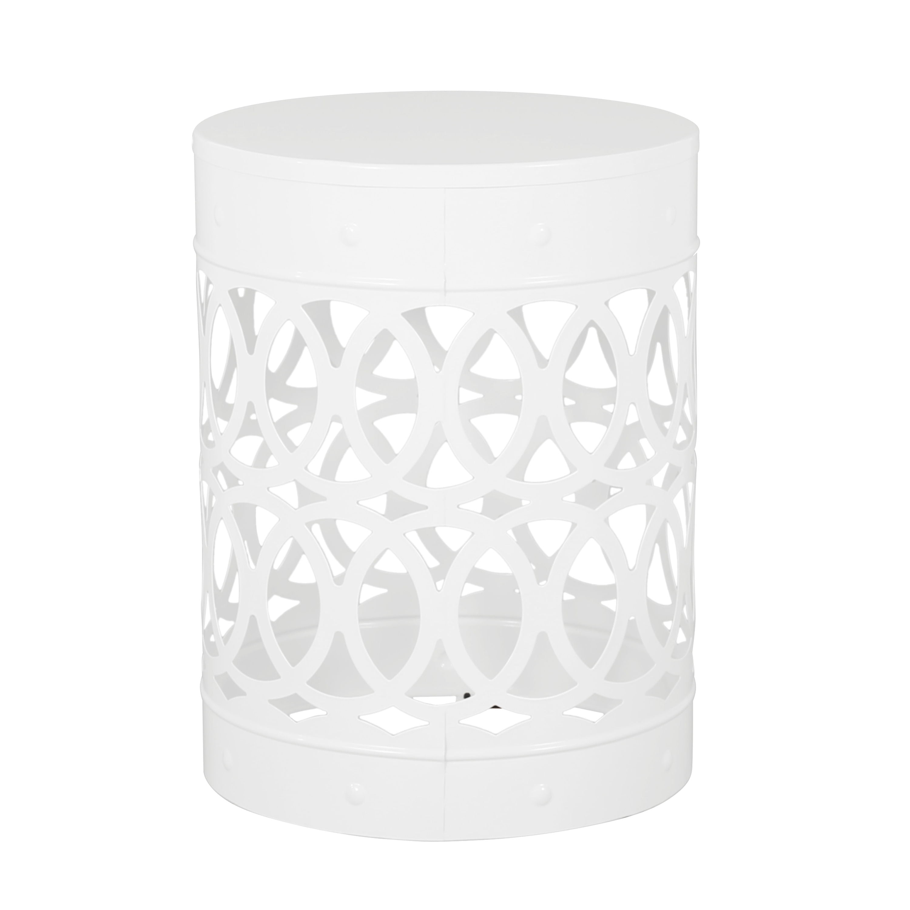 Outdoor Metal End Table Large - White