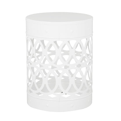 Outdoor Metal End Table Large - White