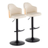 Ahoy - Contemporary Adjustable Barstool With Swivel With Rounded T Footrest (Set of 2) - Black / Natural / Cream