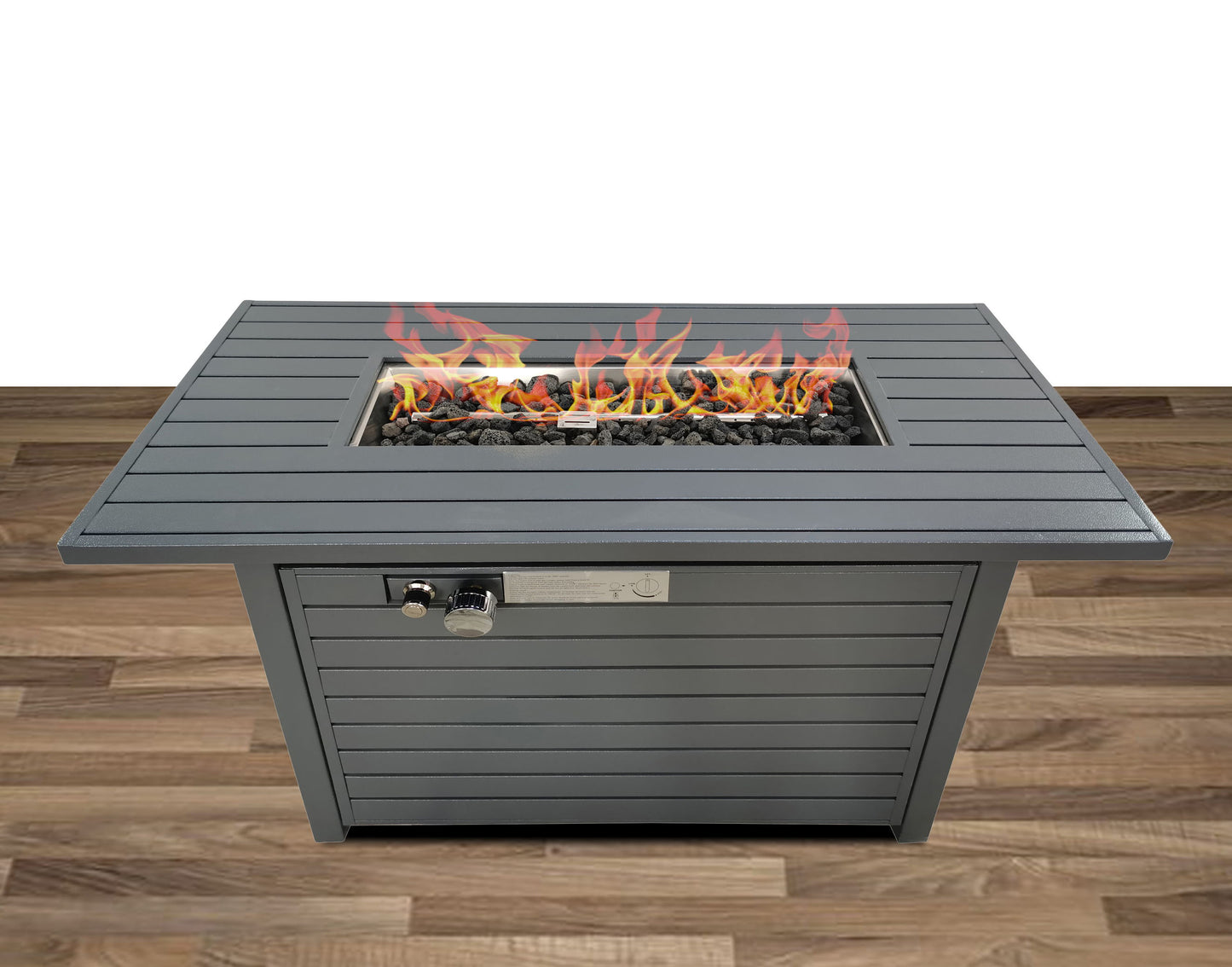 Propane / Gas Outdoor Fire Pit Table With Lid - Gray