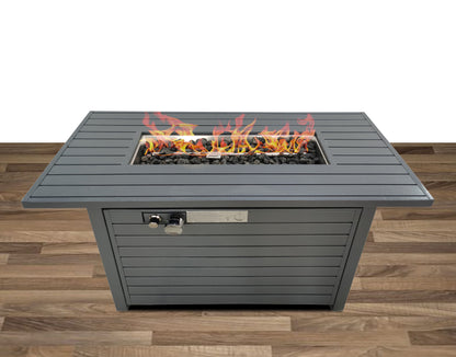 Propane / Gas Outdoor Fire Pit Table With Lid - Gray