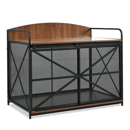 Heavy Duty Large Dog Crate Furniture For Large Medium Dog, Farmhouse Wooden Dog Kennel Indoor End Table, Decorative Pet House For Large Dogs - Brown