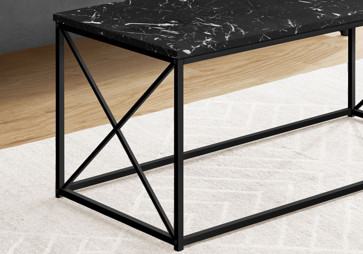 Table, Rectangular, Marble Look Contemporary & Modern - Black