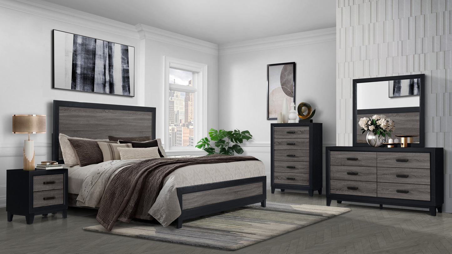 Soluto - Queen Bed - Gray / Black