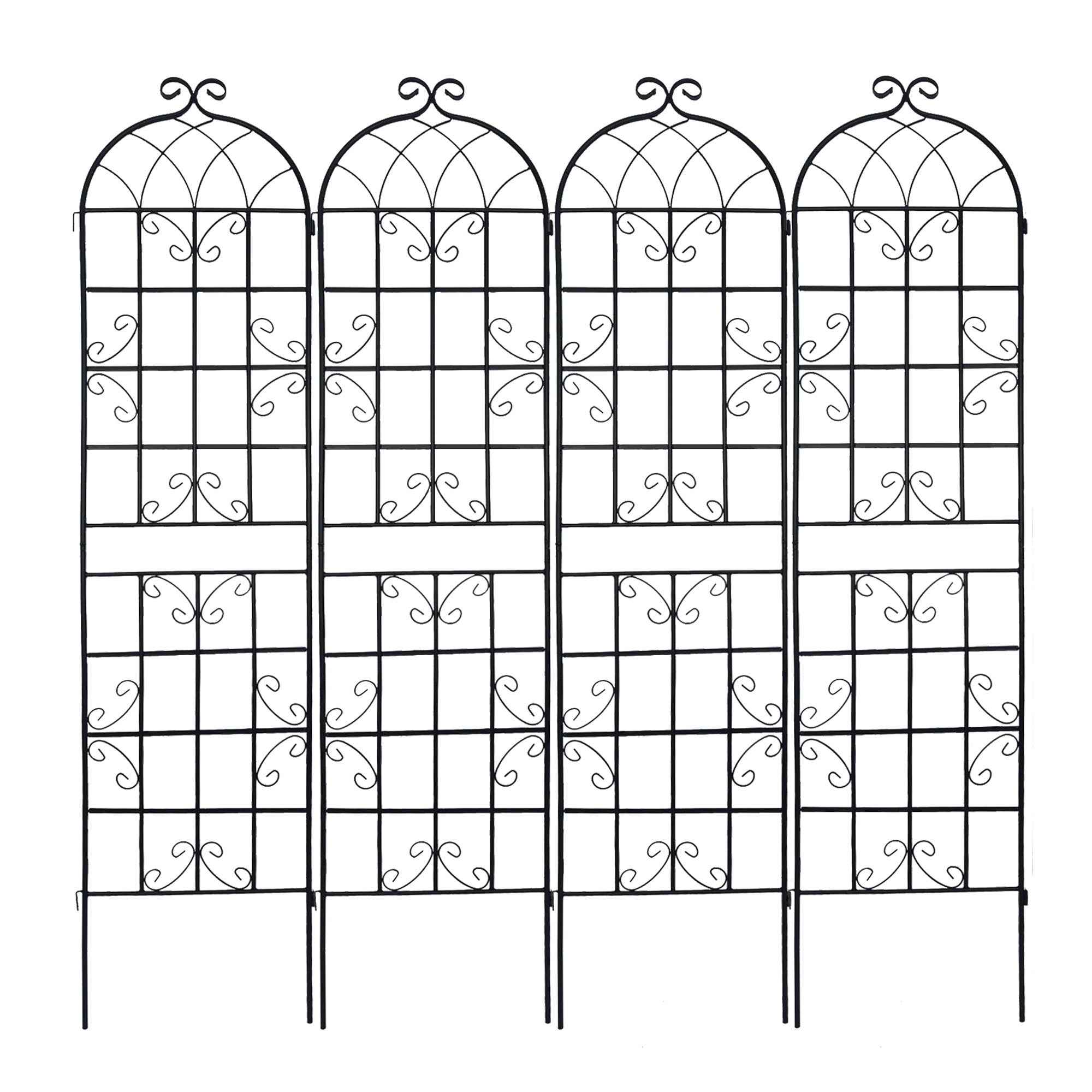 2 Pack Metal Garden Rustproof Trellis For Climbing Plants Outdoor Flower Support - Black