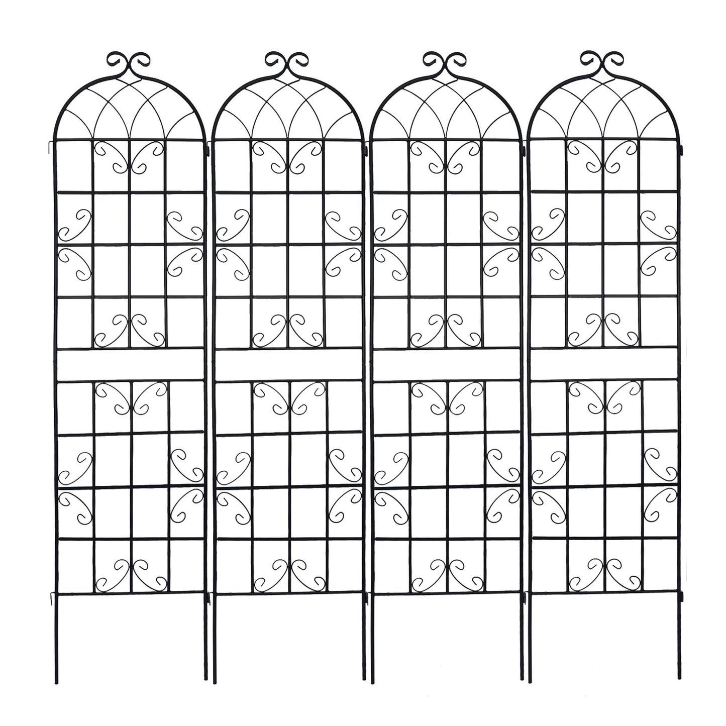 2 Pack Metal Garden Rustproof Trellis For Climbing Plants Outdoor Flower Support - Black