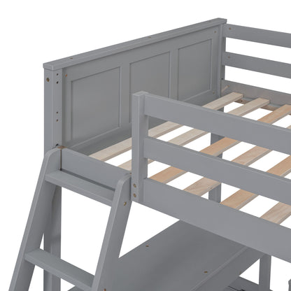 Twin Over Full Bunk Bed With Desk - Gray