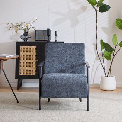 Modern Lounge Chair With Polyester Upholstery And Sturdy Metal Frame - Blue Gray