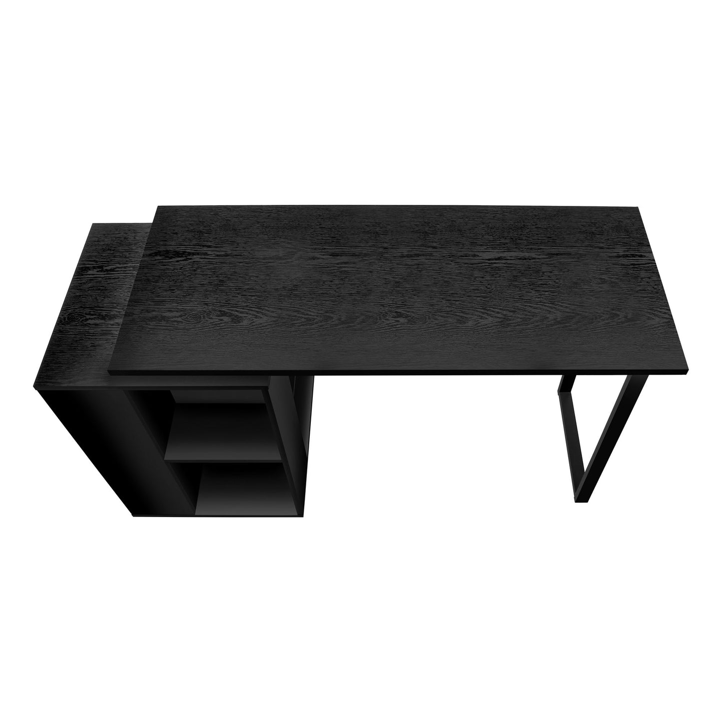 Computer Desk, Home Office, Left, Right Set-Up, Storage Shelves, Work, Laptop, Contemporary, Modern - Black