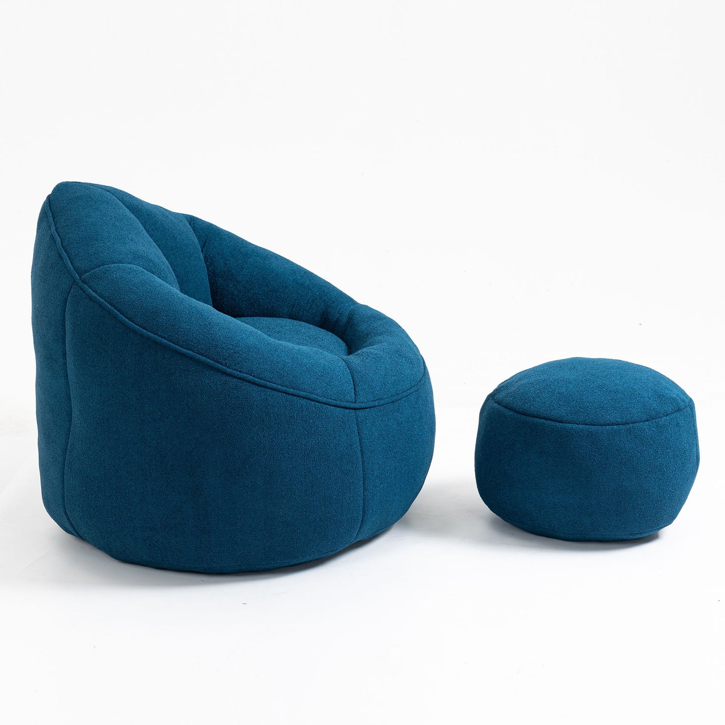 Bedding Bean Bag Sofa Chair High Pressure Foam Bean Bag Chair Adult Material With Padded Foam Padding Compressed Bean Bag With Footrest - Blue