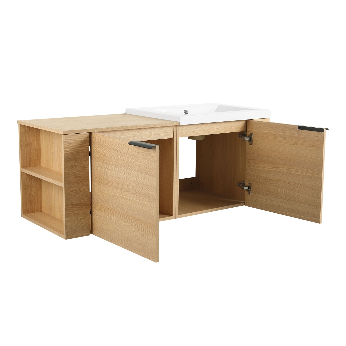 Modern Bathroom Vanity Sink Combo With Ample Storage - Oak