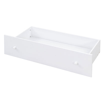Twin Loft And Platform Bed With 7 Drawers And Full Guardrails, Modern L Shaped Space Savin - White
