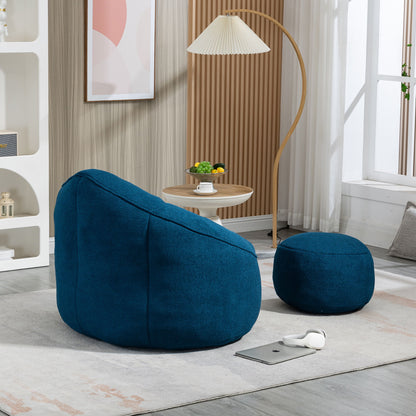 Bedding Bean Bag Sofa Chair High Pressure Foam Bean Bag Chair Adult Material With Padded Foam Padding Compressed Bean Bag With Footrest - Blue