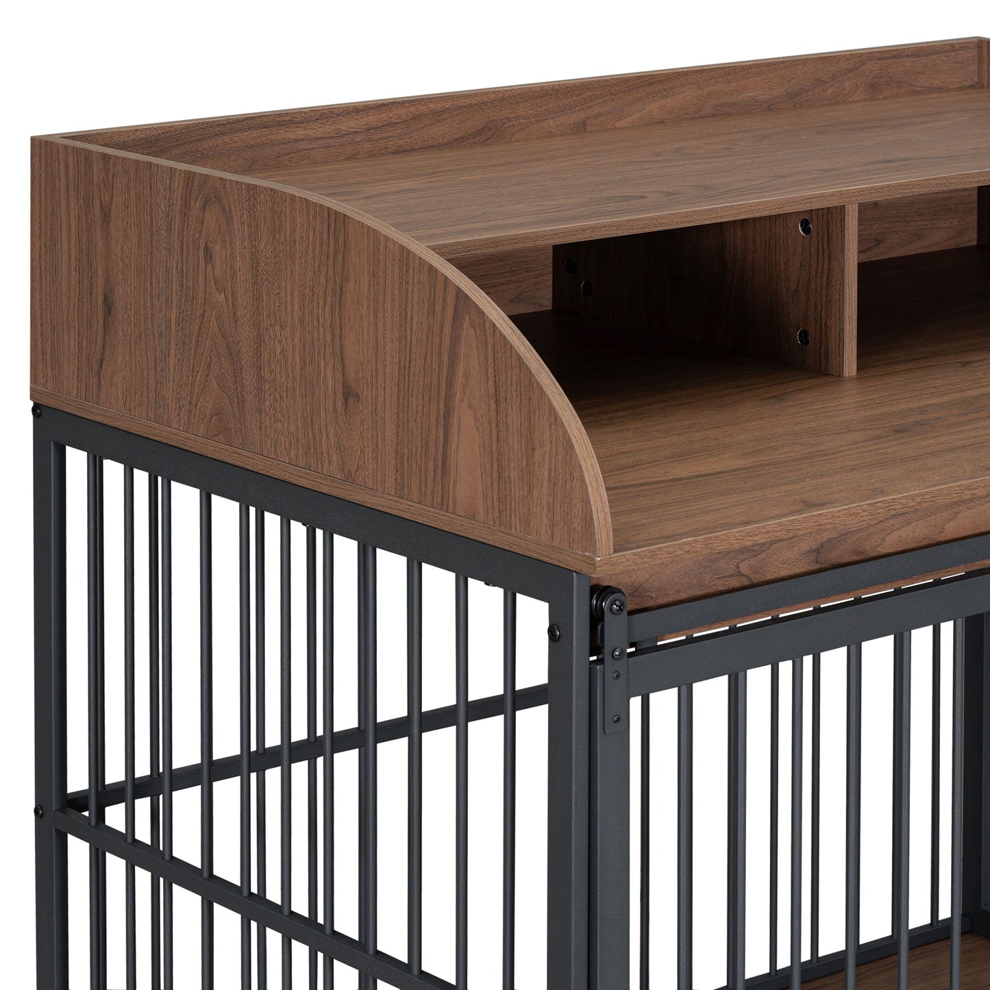 Heavy Duty Large Dog Crate Furniture For Large Medium Dog With Lockable Wheels, Wooden Dog Crate Dog Kennel, End Table Crate With Double Layer Storage - Brown