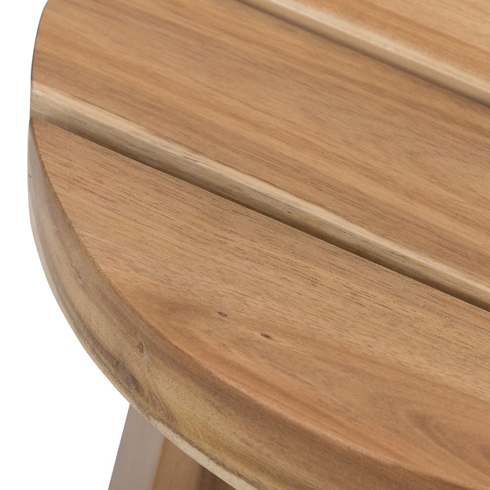 Round Side Table, Solid Wood - Natural Wood / Brown