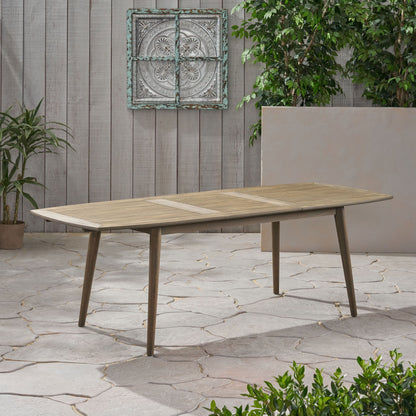 Placidity - Outdoor Expandable Dining Table With Slatted Tabletop And Tapered Legs - Gray