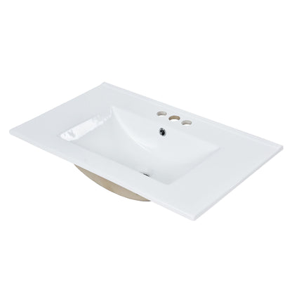 Bathroom Vanity & Top Sink, Modern Bathroom Storage Cabinet, 2 Drawers And A Tip-Out Drawer, Single Sink Bathroom Vanity - White